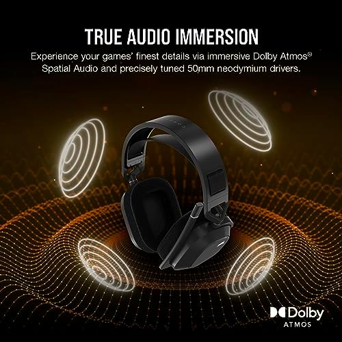 Corsair HS80 MAX Wireless Multiplatform Gaming Headset with Bluetooth   Dolby Atmos   Broadcast Quality Microphone   iCUE Compatible   PC  Mac  PS5  PS4  Mobile   Steel Gray