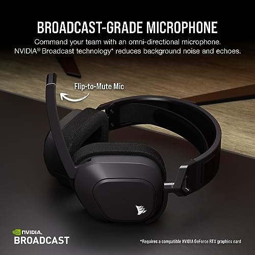 Corsair HS80 MAX Wireless Multiplatform Gaming Headset with Bluetooth   Dolby Atmos   Broadcast Quality Microphone   iCUE Compatible   PC  Mac  PS5  PS4  Mobile   Steel Gray