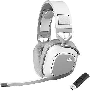 Corsair HS80 MAX Wireless Multiplatform Gaming Headset with Bluetooth   Dolby Atmos   Broadcast Quality Microphone   iCUE Compatible   PC  Mac  PS5  PS4  Mobile   Steel Gray