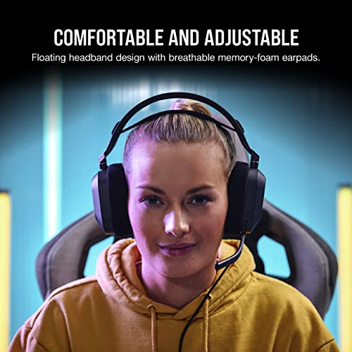 Corsair HS80 RGB USB Premium Gaming Headset with Dolby Audio 7 1 Surround Sound  Broadcast Grade Omni Directional Microphone  Memory Foam Earpads  High Fidelity Sound  Durable Construction  Carbon