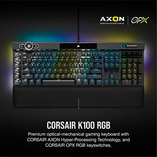 Corsair K100 RGB Optical Mechanical Wired Gaming Keyboard   OPX Switches   PBT Double Shot Keycaps   Elgato Stream Deck and iCUE Compatible   QWERTY NA Layout   Black