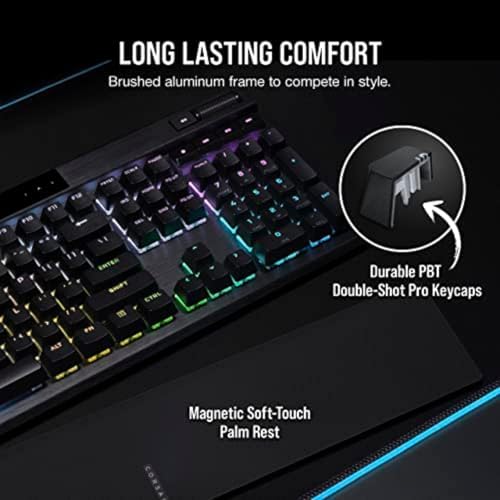 Corsair K70 PRO RGB Optical Mechanical Gaming Keyboard   OPX Linear Switches  PBT Double Shot Keycaps  8 000Hz Hyper Polling  Magnetic Soft Touch Palm Rest   NA Layout  QWERTY   Black