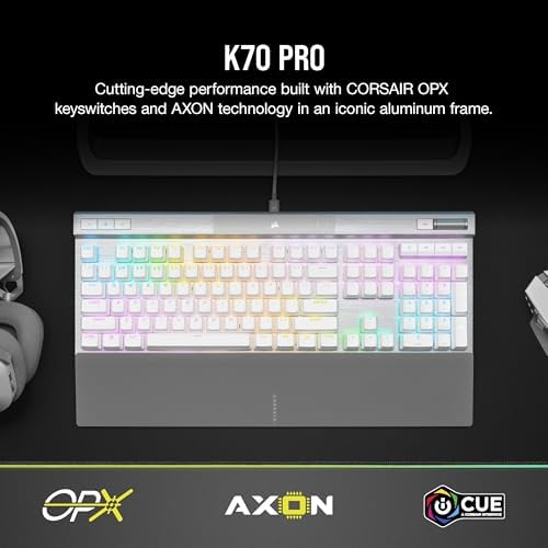 Corsair K70 PRO RGB Optical Mechanical Gaming Keyboard   OPX Linear Switches  PBT Double Shot Keycaps  8 000Hz Hyper Polling  Magnetic Soft Touch Palm Rest   NA Layout  QWERTY   Black
