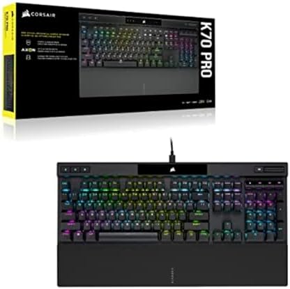 Corsair K70 PRO RGB Optical Mechanical Gaming Keyboard   OPX Linear Switches  PBT Double Shot Keycaps  8 000Hz Hyper Polling  Magnetic Soft Touch Palm Rest   NA Layout  QWERTY   Black