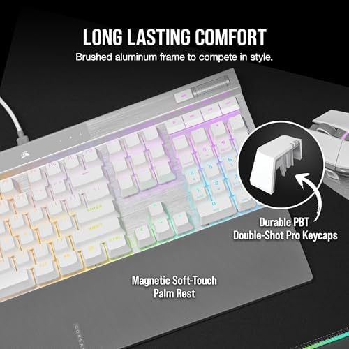 Corsair K70 PRO RGB Optical Mechanical Gaming Keyboard   OPX Linear Switches  PBT Double Shot Keycaps  8 000Hz Hyper Polling  Magnetic Soft Touch Palm Rest   NA Layout  QWERTY   Black
