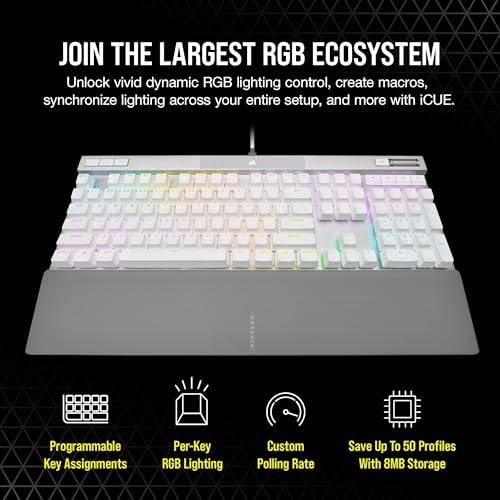 Corsair K70 PRO RGB Optical Mechanical Gaming Keyboard   OPX Linear Switches  PBT Double Shot Keycaps  8 000Hz Hyper Polling  Magnetic Soft Touch Palm Rest   NA Layout  QWERTY   Black