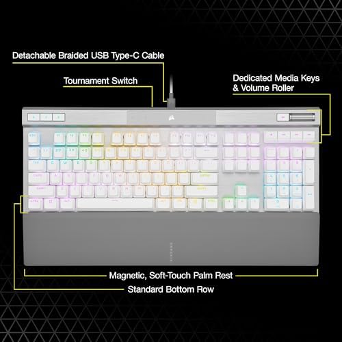 Corsair K70 PRO RGB Optical Mechanical Gaming Keyboard   OPX Linear Switches  PBT Double Shot Keycaps  8 000Hz Hyper Polling  Magnetic Soft Touch Palm Rest   NA Layout  QWERTY   Black