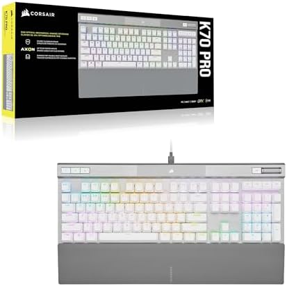 Corsair K70 PRO RGB Optical Mechanical Gaming Keyboard   OPX Linear Switches  PBT Double Shot Keycaps  8 000Hz Hyper Polling  Magnetic Soft Touch Palm Rest   NA Layout  QWERTY   Black