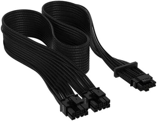 Corsair Premium 600W PCIe 5 0 12VHPWR PSU Cable RMX  RMX Shift  RMe  HXi  SF and SF L PSUs only   Requires 2X Type 4 Connectors   12 4pin Connector   Mesh Paracord Sleeving   Black