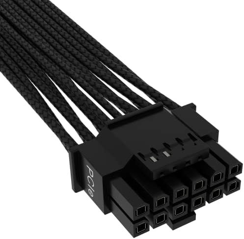 Corsair Premium 600W PCIe 5 0 12VHPWR PSU Cable RMX  RMX Shift  RMe  HXi  SF and SF L PSUs only   Requires 2X Type 4 Connectors   12 4pin Connector   Mesh Paracord Sleeving   Black