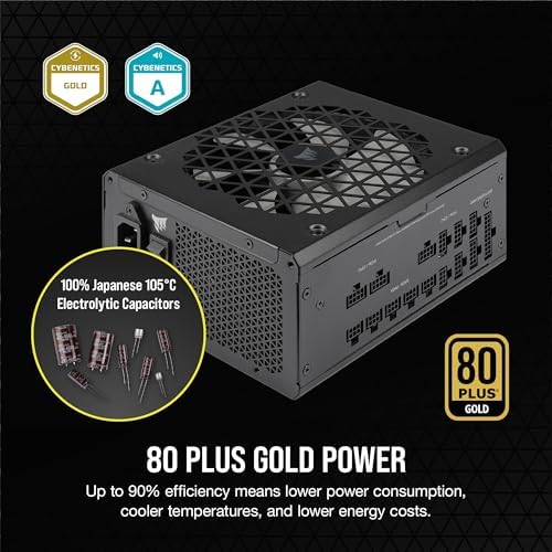 Corsair RM1200x Shift Fully Modular ATX Power Supply   Modular Side Interface   ATX 3 1 & PCIe 5 1 Compliant   Zero RPM Fan Mode   105 C Rated Capacitors   80 Plus Gold Efficiency   Black