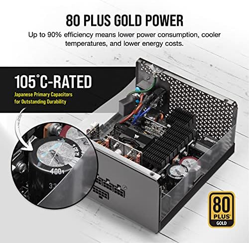 Corsair RM1200x Shift Fully Modular ATX Power Supply   Modular Side Interface   ATX 3 1 & PCIe 5 1 Compliant   Zero RPM Fan Mode   105 C Rated Capacitors   80 Plus Gold Efficiency   Black