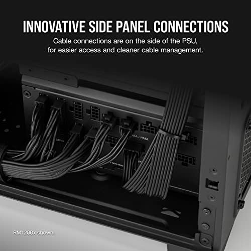 Corsair RM1200x Shift Fully Modular ATX Power Supply   Modular Side Interface   ATX 3 1 & PCIe 5 1 Compliant   Zero RPM Fan Mode   105 C Rated Capacitors   80 Plus Gold Efficiency   Black