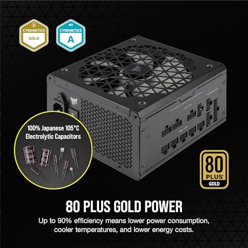Corsair RM1200x Shift Fully Modular ATX Power Supply   Modular Side Interface   ATX 3 1 & PCIe 5 1 Compliant   Zero RPM Fan Mode   105 C Rated Capacitors   80 Plus Gold Efficiency   Black