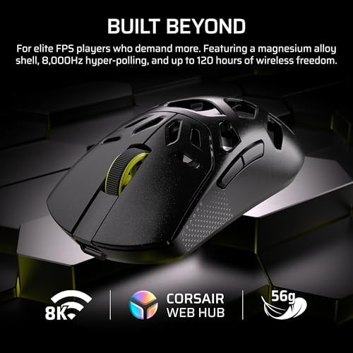 Corsair Sabre v2 PRO Wireless MG FPS Gaming Mouse   33 000 DPI Marksman S Sensor  8 000Hz Hyper Polling  Durable Magnesium  Lightweight  Up to 120hr Battery   Black