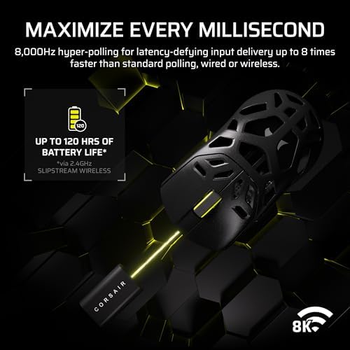 Corsair Sabre v2 PRO Wireless MG FPS Gaming Mouse   33 000 DPI Marksman S Sensor  8 000Hz Hyper Polling  Durable Magnesium  Lightweight  Up to 120hr Battery   Black