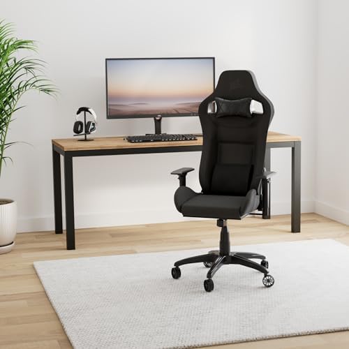 Corsair T3 Rush Fabric Gaming Chair  2023    Racing Inspired Design   Soft Fabric Exterior   Padded Neck Cushion   Memory Foam Lumbar Support   Adjustable Seat Height   Charcoal