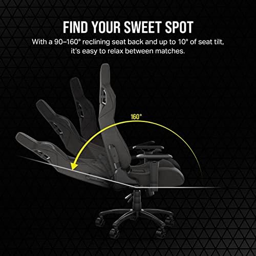 Corsair T3 Rush Fabric Gaming Chair  2023    Racing Inspired Design   Soft Fabric Exterior   Padded Neck Cushion   Memory Foam Lumbar Support   Adjustable Seat Height   Charcoal