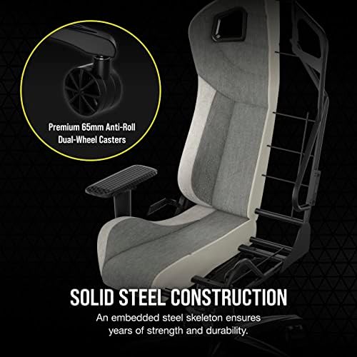 Corsair T3 Rush Fabric Gaming Chair  2023    Racing Inspired Design   Soft Fabric Exterior   Padded Neck Cushion   Memory Foam Lumbar Support   Adjustable Seat Height   Charcoal