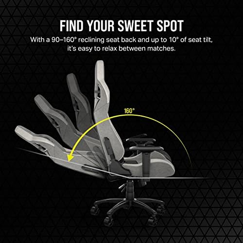 Corsair T3 Rush Fabric Gaming Chair  2023    Racing Inspired Design   Soft Fabric Exterior   Padded Neck Cushion   Memory Foam Lumbar Support   Adjustable Seat Height   Charcoal