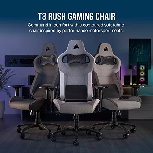 Corsair T3 Rush Fabric Gaming Chair  2023    Racing Inspired Design   Soft Fabric Exterior   Padded Neck Cushion   Memory Foam Lumbar Support   Adjustable Seat Height   Charcoal