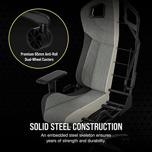 Corsair T3 Rush Fabric Gaming Chair  2023    Racing Inspired Design   Soft Fabric Exterior   Padded Neck Cushion   Memory Foam Lumbar Support   Adjustable Seat Height   Charcoal