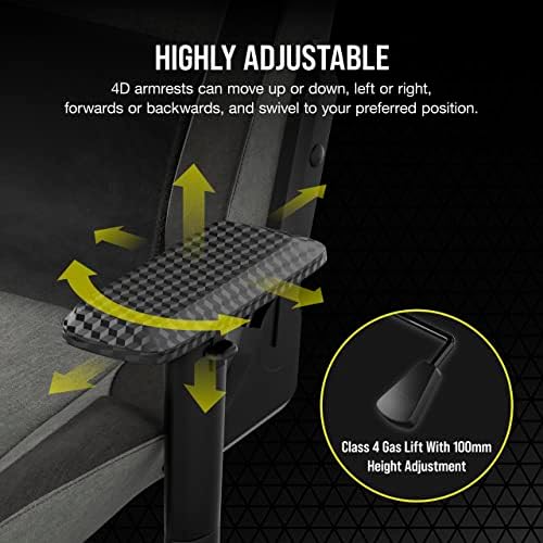 Corsair T3 Rush Fabric Gaming Chair  2023    Racing Inspired Design   Soft Fabric Exterior   Padded Neck Cushion   Memory Foam Lumbar Support   Adjustable Seat Height   Charcoal