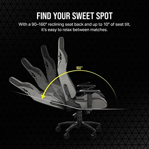 Corsair T3 Rush Fabric Gaming Chair  2023    Racing Inspired Design   Soft Fabric Exterior   Padded Neck Cushion   Memory Foam Lumbar Support   Adjustable Seat Height   Charcoal