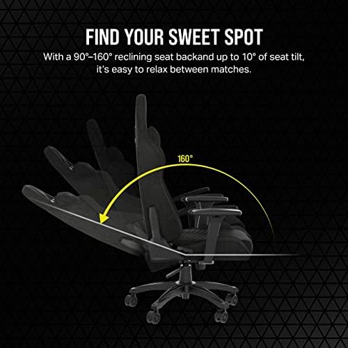 Corsair TC100 Relaxed Gaming Chair   Fabric   Racing Inspired Design   Lumbar Pillow   Detachable Memory Foam Neck Pillow   Adjustable Seat Height   Adjustable Armrests   Gray and Black