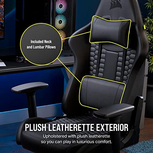 Corsair TC100 Relaxed Gaming Chair   Fabric   Racing Inspired Design   Lumbar Pillow   Detachable Memory Foam Neck Pillow   Adjustable Seat Height   Adjustable Armrests   Gray and Black