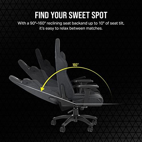 Corsair TC100 Relaxed Gaming Chair   Fabric   Racing Inspired Design   Lumbar Pillow   Detachable Memory Foam Neck Pillow   Adjustable Seat Height   Adjustable Armrests   Gray and Black