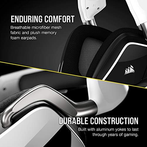 Corsair Void RGB Elite Wireless Gaming Headset   7 1 Surround Sound   Omni Directional Microphone   Microfiber Mesh Earpads   Up to 40ft Range   iCUE Compatible   PC  Mac  PS5  PS4   White