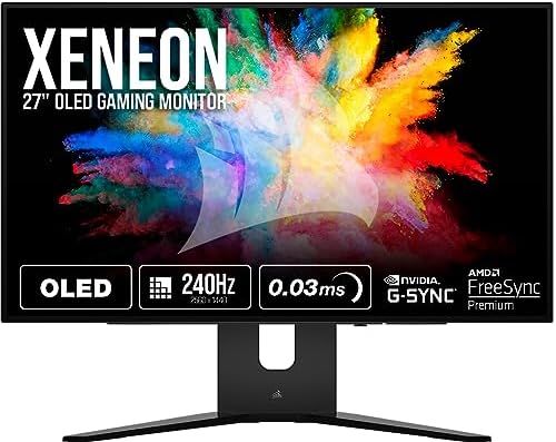 Corsair XENEON 27QHD240 27 Inch OLED Gaming Monitor   2560 x 1440  240Hz  0 03ms  NVIDIA G SYNC Compatible  AMD FreeSync  Premium  DisplayHDR10  HDMI 2 1  DisplayPort 1 4  USB C 3 1   Black