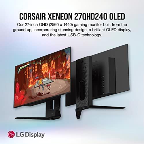 Corsair XENEON 27QHD240 27 Inch OLED Gaming Monitor   2560 x 1440  240Hz  0 03ms  NVIDIA G SYNC Compatible  AMD FreeSync  Premium  DisplayHDR10  HDMI 2 1  DisplayPort 1 4  USB C 3 1   Black