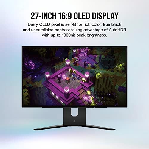 Corsair XENEON 27QHD240 27 Inch OLED Gaming Monitor   2560 x 1440  240Hz  0 03ms  NVIDIA G SYNC Compatible  AMD FreeSync  Premium  DisplayHDR10  HDMI 2 1  DisplayPort 1 4  USB C 3 1   Black