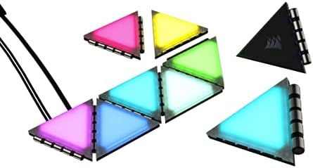 Corsair iCUE LC100 Case Accent Lighting Panels   Mini Triangle   9X Tile Starter Kit  81 RGB LEDs with Light Diffusion  Simple Magnetic Attachment  iCUE Lighting Node PRO Included 