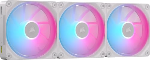 Corsair iCUE Link LX120 RGB 120mm PWM Fans Triple Pack   Dual Light Loops   Includes iCUE Link System Hub   Corsair AirGuide Technology   White