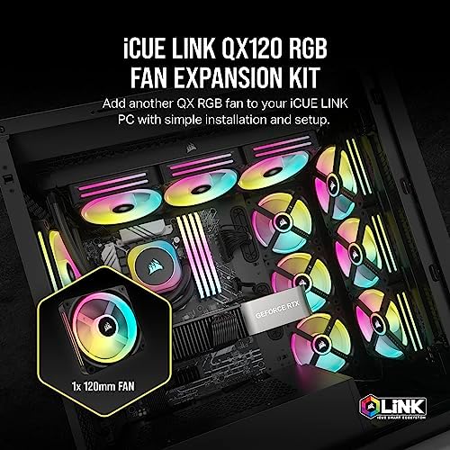 Corsair iCUE Link QX120 RGB 120mm Magnetic Dome RGB Single Fan   Black