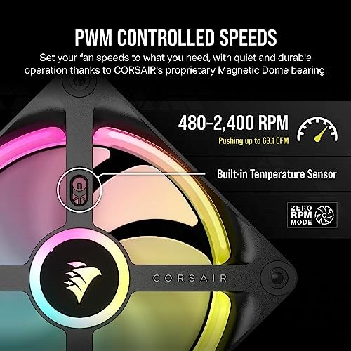 Corsair iCUE Link QX120 RGB 120mm Magnetic Dome RGB Single Fan   Black
