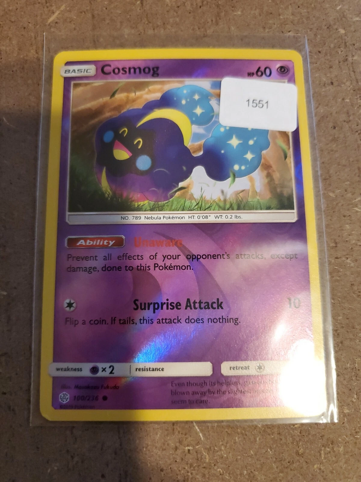 Cosmog   2019 Pokemon Cosmic Eclipse Reverse Holo 100/236