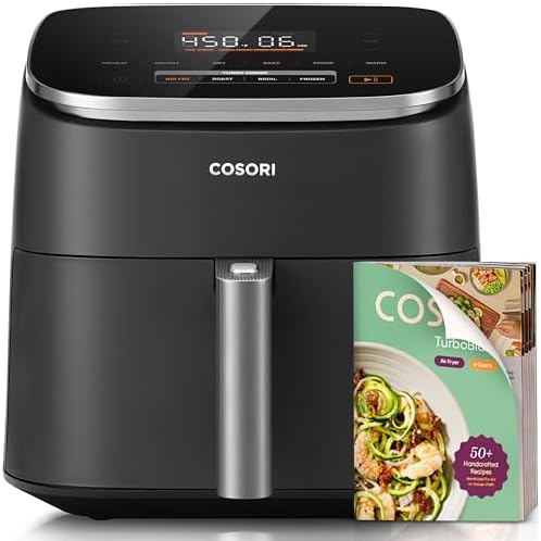 Cosori 9 in 1 TurboBlaze Air Fryer 6 Qt  Premium Ceramic Coating  90  450 F  Precise Heating for Even Results  Air Fry  Roast  Bake  Broil  Dry  Frozen  Proof  Reheat  Keep Warm  120V  Dark Gray