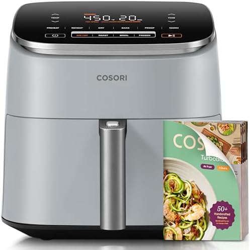 Cosori 9 in 1 TurboBlaze Air Fryer 6 Qt  Premium Ceramic Coating  90  450 F  Precise Heating for Even Results  Air Fry  Roast  Bake  Broil  Dry  Frozen  Proof  Reheat  Keep Warm  120V  Dark Gray