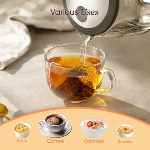 Cosori Electric Kettle  No Plastic Contact With Water  Wide Mouth For Easy Cleaning  Auto Shut Off  1 7L Tea Kettle & Hot Water Boiler  Water Heater & Teapot  Borosilicate Glass  Black  1500W