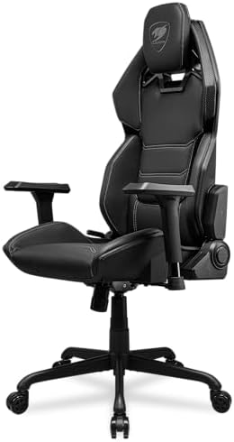 Cougar Hotrod Ergonomic and Comfortable Gaming Chair with Head and Lumbar Support  Steel Frame and Base  Reclining Backrest  Tilt Mechanism  Premium Hyper Dura Leatherette  3D Armrest  Black