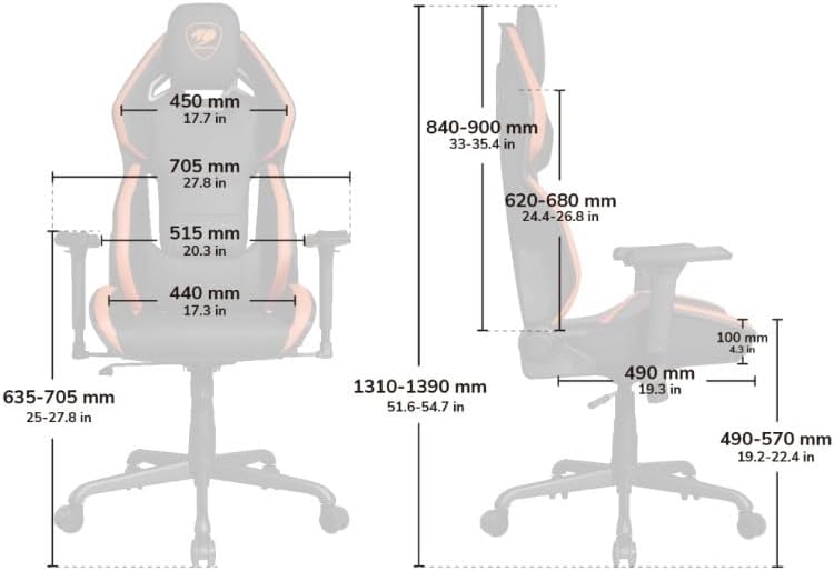 Cougar Hotrod Ergonomic and Comfortable Gaming Chair with Head and Lumbar Support  Steel Frame and Base  Reclining Backrest  Tilt Mechanism  Premium Hyper Dura Leatherette  3D Armrest  Black