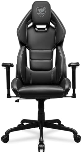 Cougar Hotrod Ergonomic and Comfortable Gaming Chair with Head and Lumbar Support  Steel Frame and Base  Reclining Backrest  Tilt Mechanism  Premium Hyper Dura Leatherette  3D Armrest  Black
