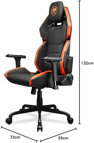 Cougar Hotrod Ergonomic and Comfortable Gaming Chair with Head and Lumbar Support  Steel Frame and Base  Reclining Backrest  Tilt Mechanism  Premium Hyper Dura Leatherette  3D Armrest  Black