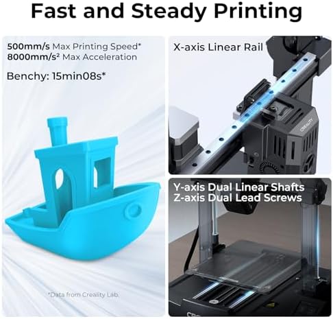 Creality Ender 3 V3 KE 3D Printer Up to 500mm/s Printing Speed  1kg x 2 Pack High Speed PLA Included  60W Ceramic Heater Hotend  X axis Linear Rail & Dual Fans  Creality OS Smart Control 220x220x240mm