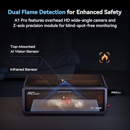 Creality Falcon A1 Pro 20W Laser Engraver  180W Enclosed Laser Cutter and Engraver Machine with Air Assist  HD Smart Camera for Auto Focus  APP Control  Touch Screen  Ideal for Wood & Metal