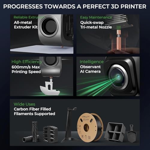 Impresora 3D Creality K1C, Impresoras 3D de Nueva Versión 2024 con Velocidad de Impresión Rápida de 600mm/s y Extrusora Directa Libre de Obstrucciones, Soporta Impresión a 300℃ y Filamentos de Fibra